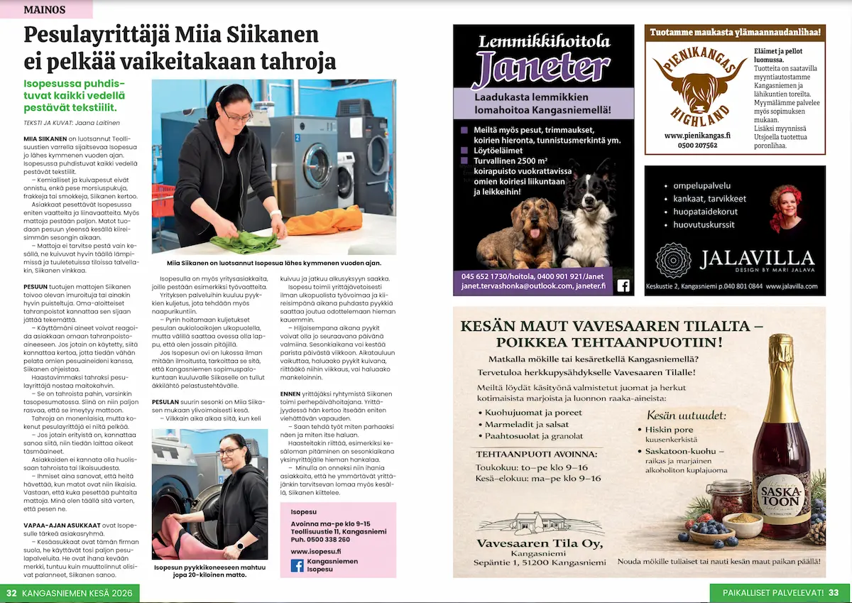Kangasniemen Kesä 2026 – Paikalliset palvelevat!